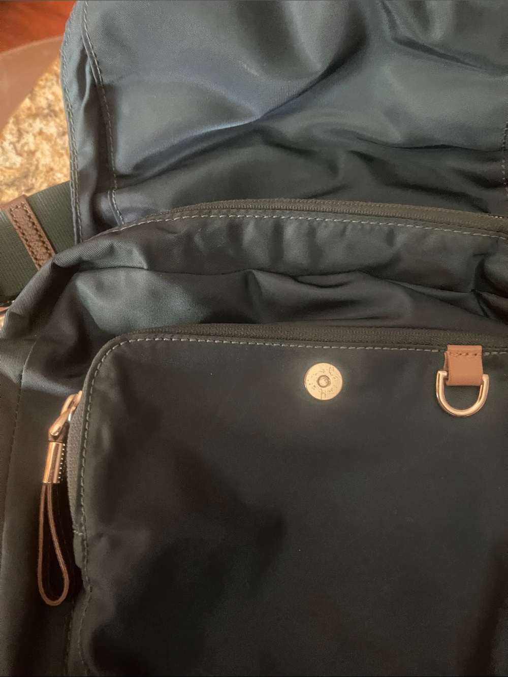 Tumi Men's Dark Teal Nylon Messenger Bag with Green Strap - Picture 3 of 12